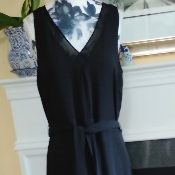 Black Chiffon V-Neck, Wide-Leg Jumpsuit, NWOT - Picture 2 of 10